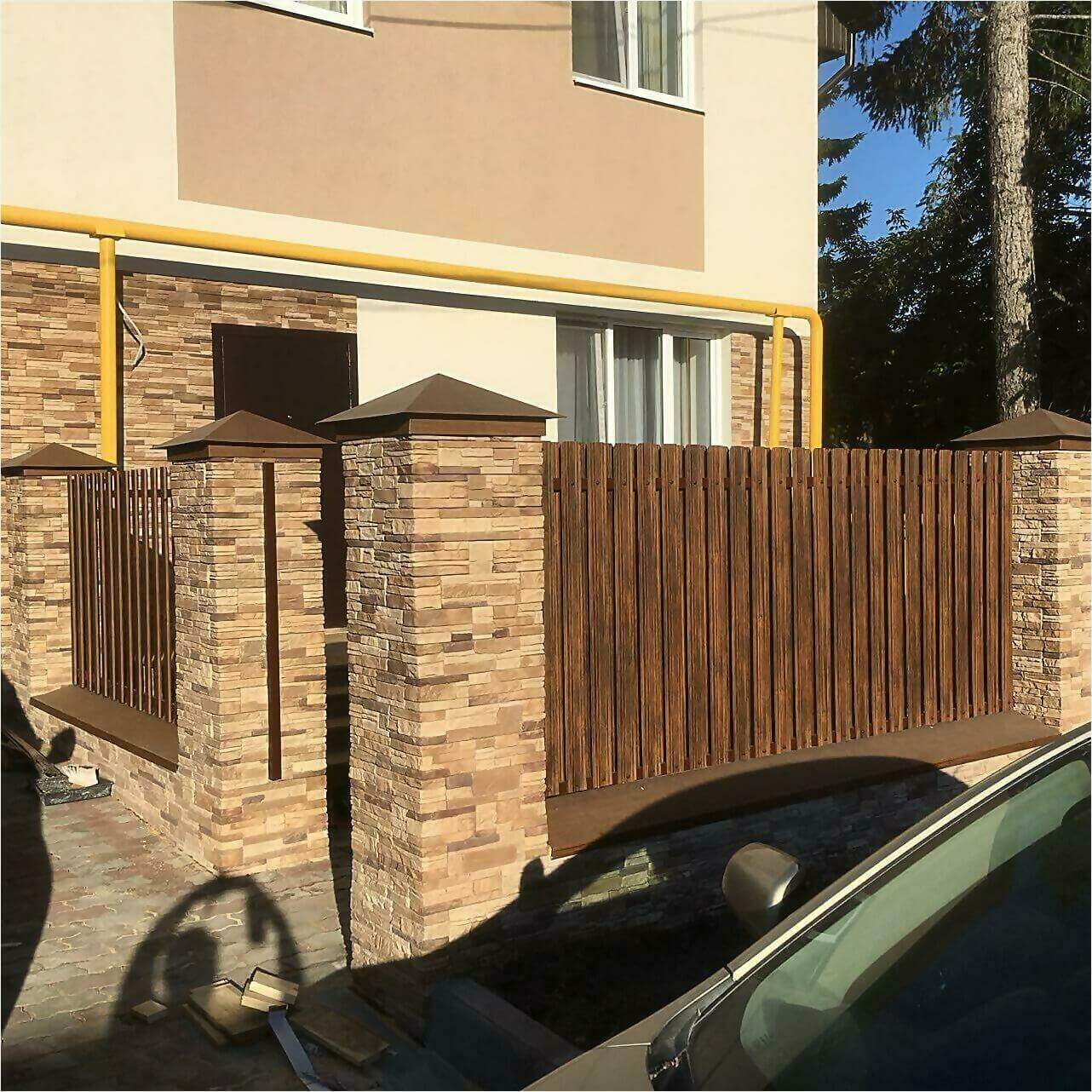 забор из штакетника 70м каштан фото3 в Тосно