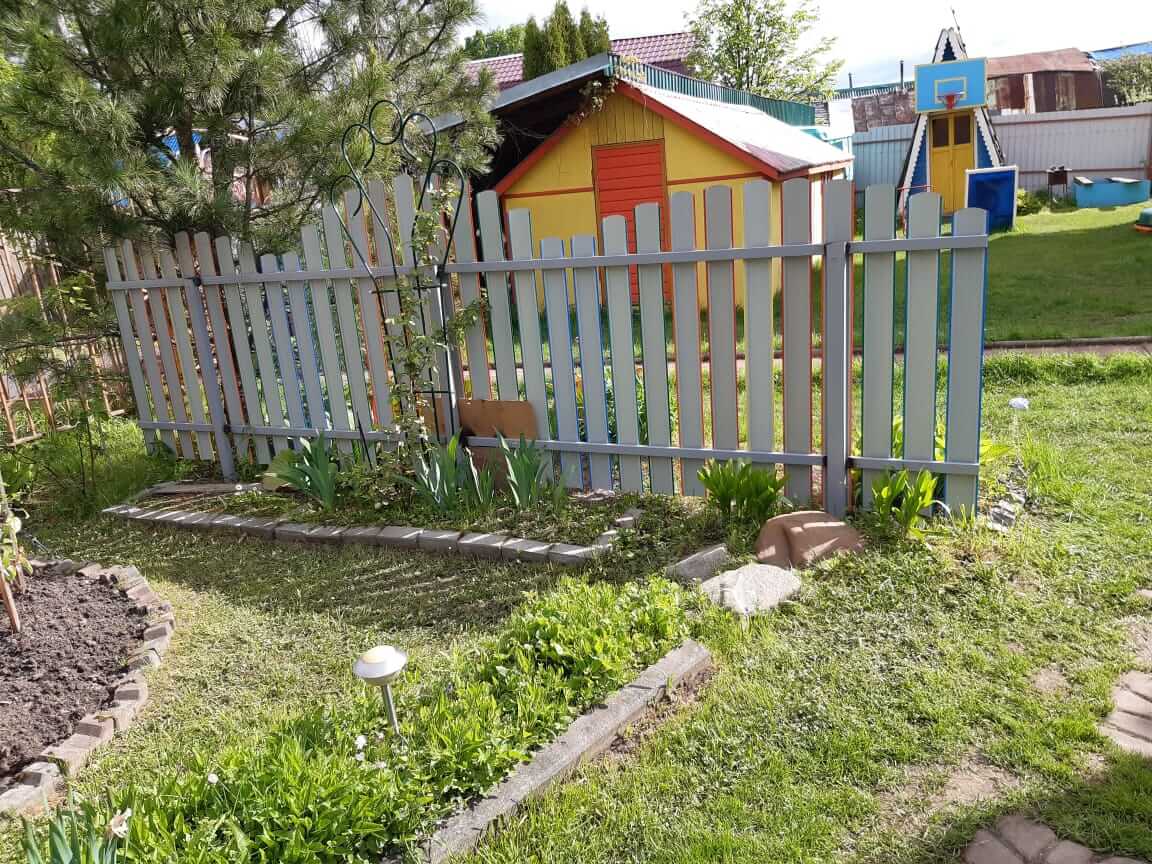 забор из разноцветного штакетника односторонний фото3 в Тосно