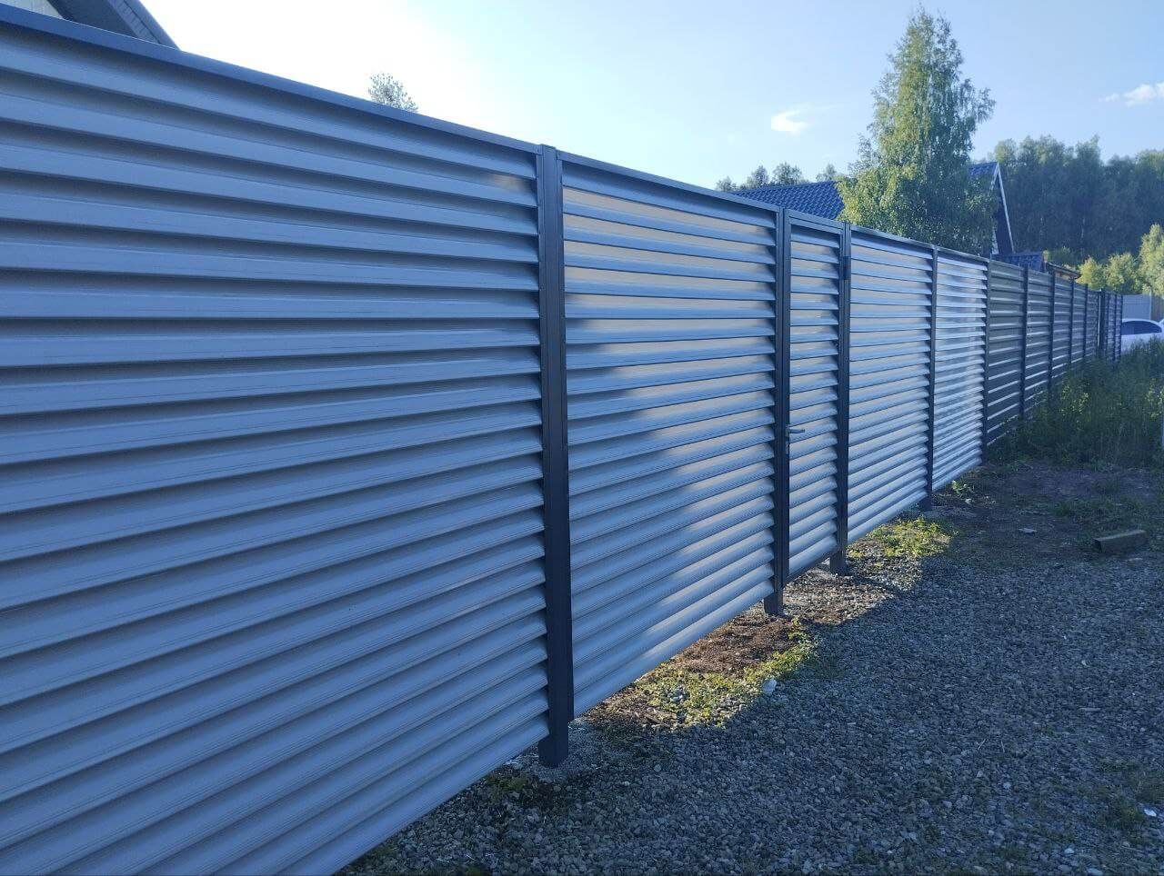 Забор из ламелей еврожалюзи 20м RAL7004 Серый в Тосно