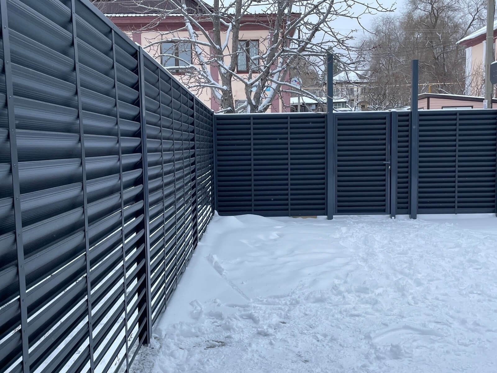 Забор-жалюзи 53м RAL7024/7024 Серый Графит двусторонний МАТТЕ фото 3 в Тосно
