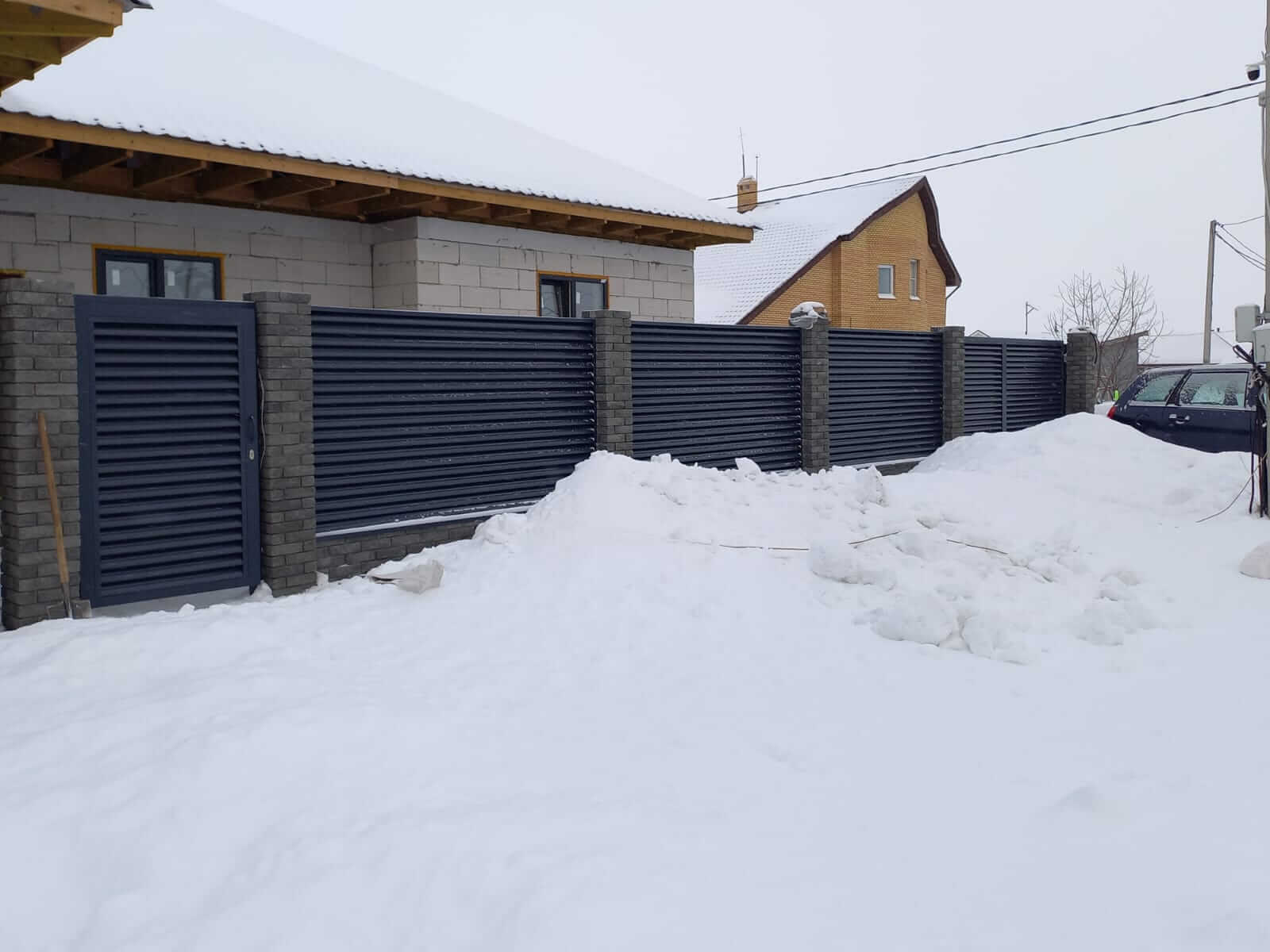 Забор из ламелей еврожалюзи 41м RAL7024/7024 Серый Графит двусторонний в Тосно