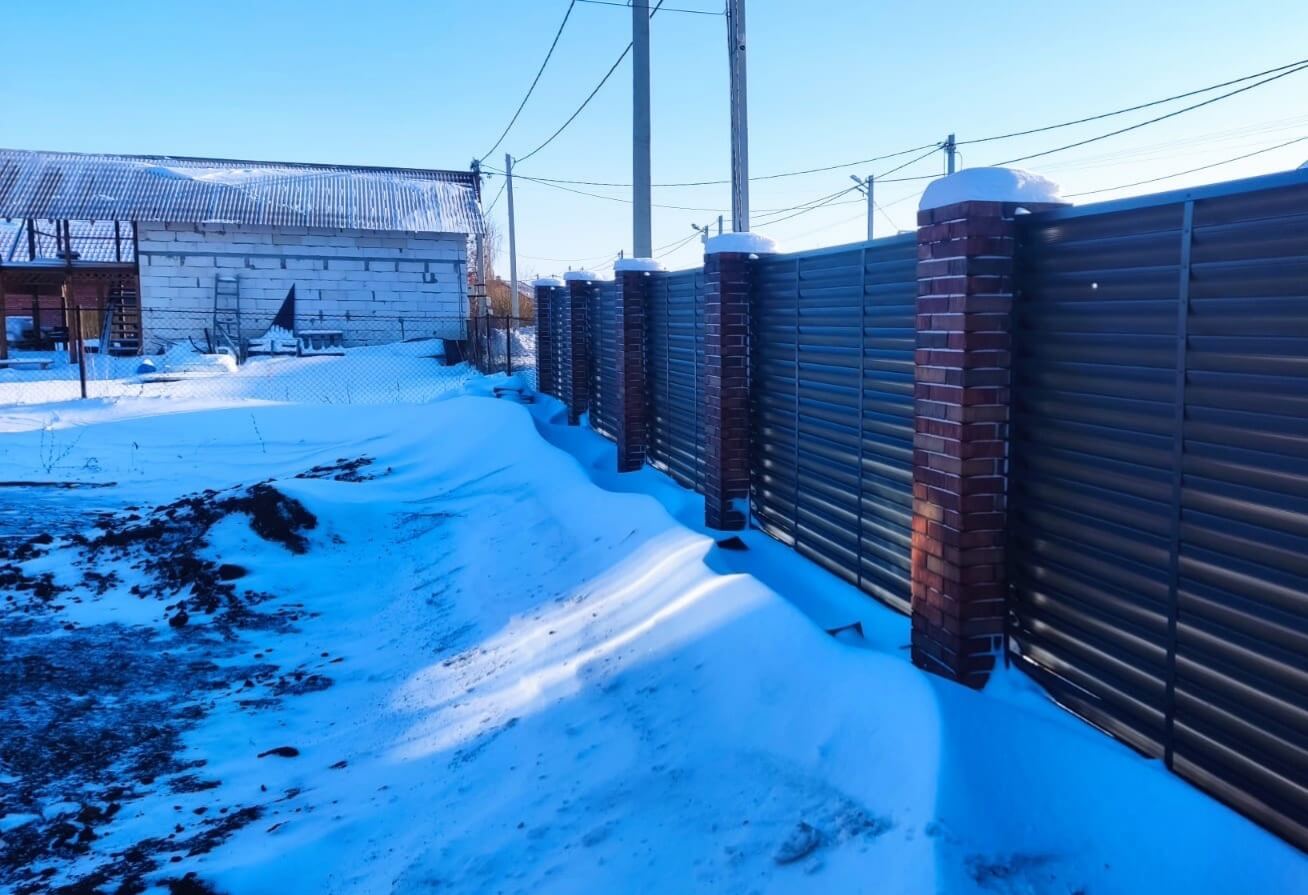 Забор-жалюзи с ламелями еврожалюзи 34м RAL7024/7024 Серый Графит двусторонний фото 1 в Тосно
