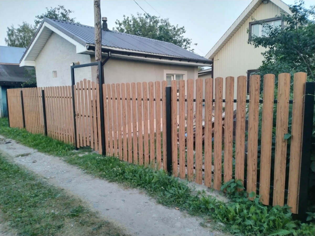 Забор из евроштакетника 14м Кипарис 2xPrintech двусторонний в Тосно