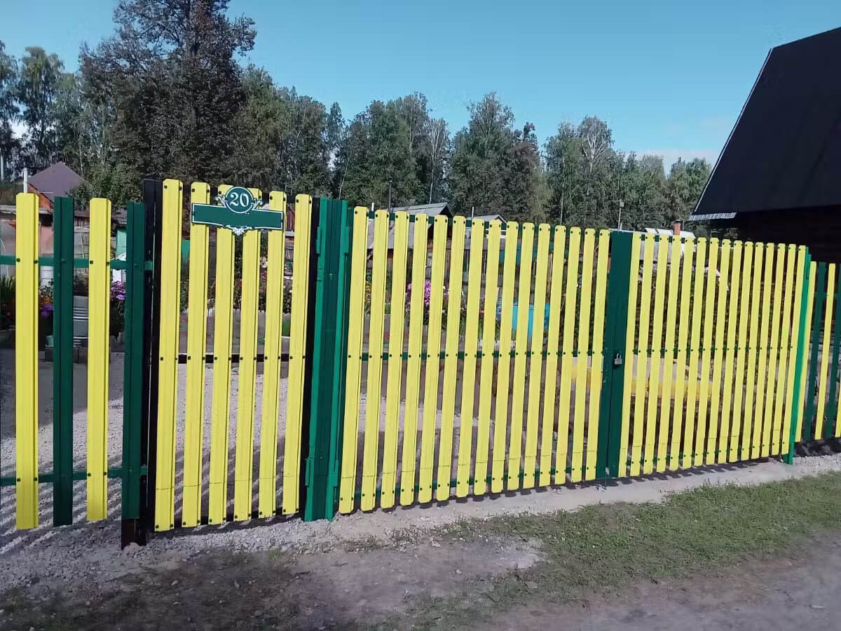 Забор из евроштакетника 13м RAL1018 Желтый в Тосно